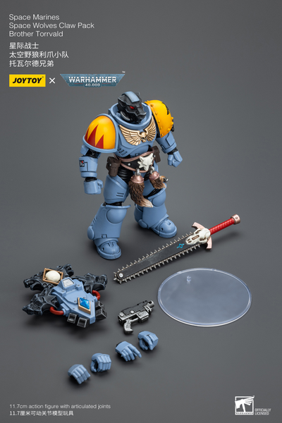 Космодесантник Космических Волков (Warhammer 40k) - КОЛЛЕКЦИОННАЯ ФИГУРКА 1/18 Space Wolves Claw Pack Brother Torrvald (JT2733) - JOYTOY
