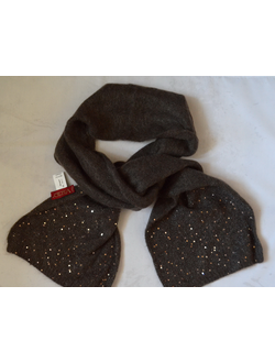 Коричневый вязаный итальянский шарф с пайетками Vizio