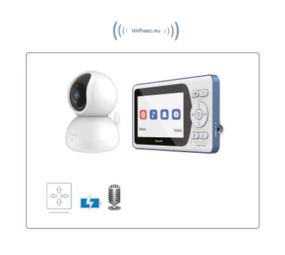 Видеоняня Ramili Baby RV500 с экраном 10,9 см и одной поворотной видеокамерой (встроенные аккумуляторы в монитор в идеокамеру)