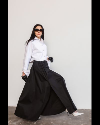 Юбка из итальянского хлопка с разрезами  (черный)