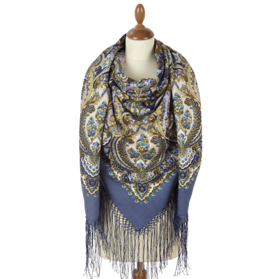 Павловопосадский платок Золотое сердце 2022-1