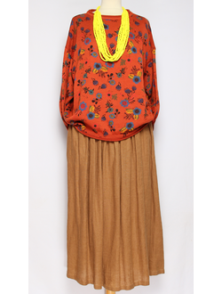 ЮБКА "ЛЁН ШИРОКАЯ" мокко, св.бежевая, графит р.46-54