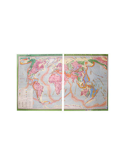 Учебная карта "Строение земной коры и полезные ископаемые мира" (матовое, 2-стороннее лам.)