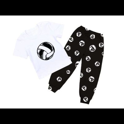Костюм детский с волейбольный принтом (черно-белый)