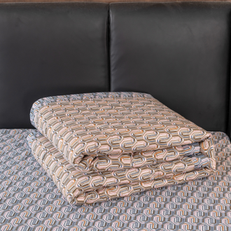 Комплект постельного белья 1.5 спальное или Евро сатин с одеялом покрывалом рисунок Узоры OB090