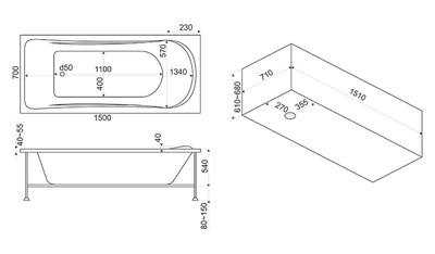 Акриловая гидромассажная ванна BAS Верона 150х70
