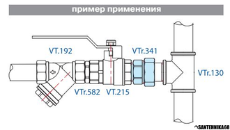 Прямой разъемный сгон Валтек латунная американка Valtec VTr.341.N вн ...