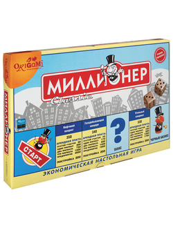 Игра настольная "Миллионер Classic", игровое поле, банкноты, жетоны, акции, полисы, ORIGAMI, 00109