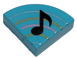 Tile, Round 1 x 1 Quarter with Music Note Eighth and Curved Lines Pattern, Medium Azure (25269pb021 / 6326119)