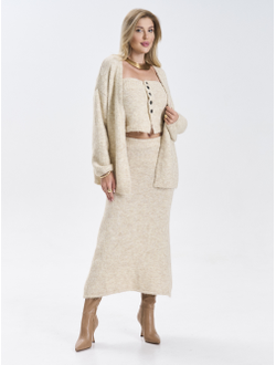 Костюм вязаный трикотажный теплый 3 в 1 юбка топ кардиган