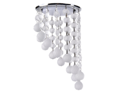 Светильник встраиваемый Ecola GX53 H4 5344  Стекло Круг с большими хрусталиками на подвесе под скоc Матовый/Хром 350x110 FY53RVECB