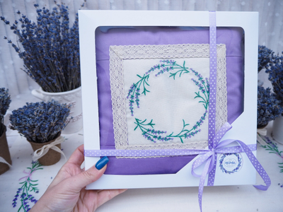 Подушка Лавандовая с вышивкой