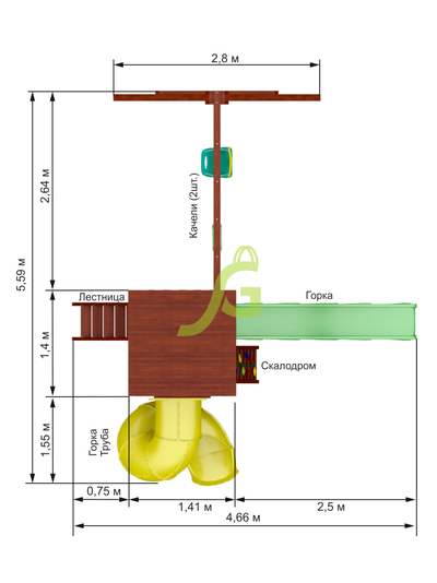 Детская площадка IgraGrad Панда Фани с винтовой трубой