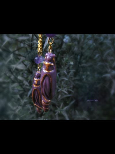 Фарфоровый комплект украшений "Тайна Восточной Колдуньи" с натуральными аметистами