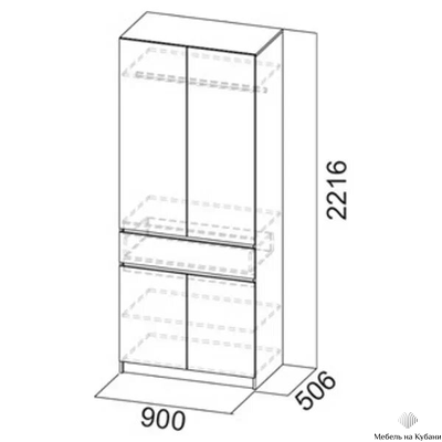 Авиньон шкаф двухстворчатый Дуб крафт золотой/Графит серый