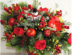 Новогодние композиции из искусственных цветов и еловых веток на Новый Год