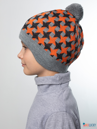 Шапка  21201-07, цвет серый,оранжевый р. 54-56