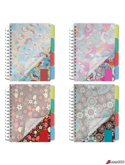 Блокнот МАЛЫЙ ФОРМАТ (115×152 мм) А6, 150 л., гребень сбоку, пластиковая обложка, 4 разделителя, клетка, BRAUBERG, «Кружево». 125389