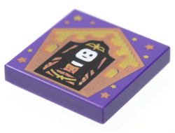 Tile 2 x 2 with Groove with HP Chocolate Frog Card Rowena Ravenclaw Pattern, Dark Purple (3068bpb1740 / 6342521)