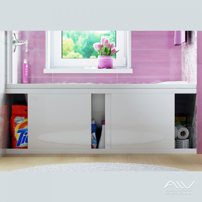 Экран под ванну 1,6 м купе МДФ Crystal Белый