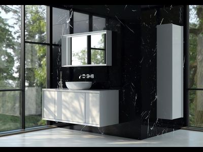 ШКАФ НИЖНИЙ ФРЕЙМ 1400-570-3 СТОЛЕШНИЦА НАТУРАЛЬНЫЙ МРАМОР BIANCO CARRARA