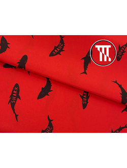 Дюспо принт Акулы, цв. Красный