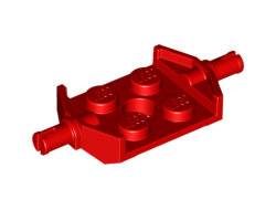 Plate, Modified 2 x 2 with Wheels Holder Wide and Hole, Red (6157 / 6022740 / 6408330)