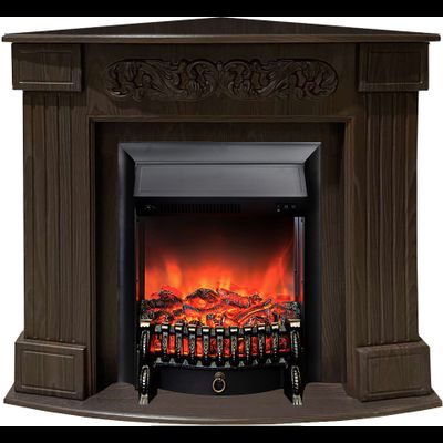 Угловой электрокамин Венеция AO с очагом Fobos