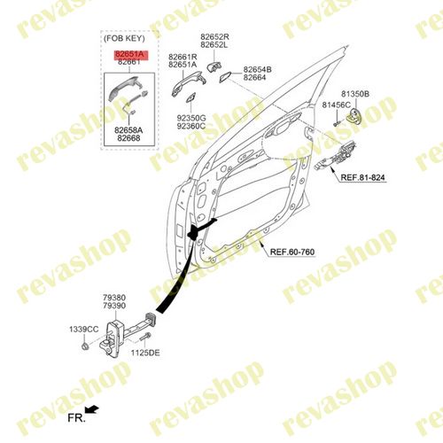 Kia Sportage, кнопка двери, бесключевой доступ, 82661D9710, 82651D9710, автозапчасти Kia, Кнопка две