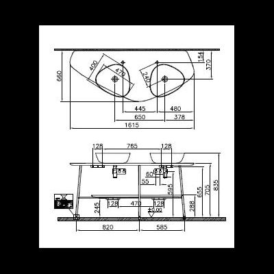 Столешница под 2 раковины Vitra Plural, 160 см, массив, цвет темный дуб, 64043