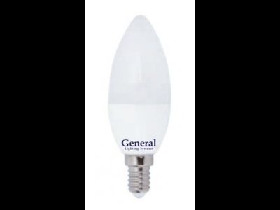 Лампа светодиодная General свеча C37 E14 12W 6500K 6K 35х105 пластик/алюм GLDEN-CF-12-230-E14-6500 649929