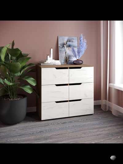 Комод КМ-3 Дуб Крафт Табачный/Дуб Крафт Белый