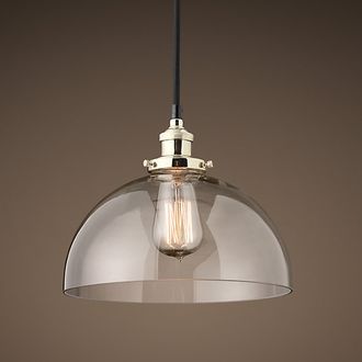 Люстра 20th C. Factory Filament Clear Glass Dome Pendant nickel