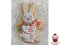 Трафарет+форма "Зайчик с Рождественской конфетой​"