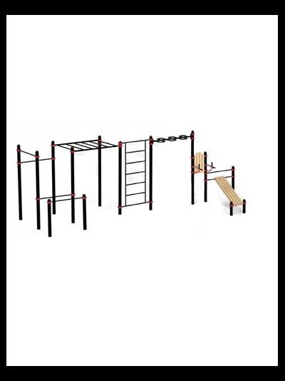 Воркаут комплекс: турник-2, брусья, рукоход, змейка, стенка, пресс-скамья, пресс-брусья Д-108 AVW019