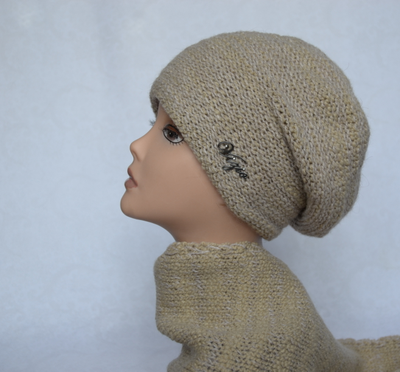 Берет и шарф вязаный Италия Вицио бежевый фото итальянских беретов