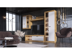 Композиция гостиной ПРАГА Дуб Вотан/Белый гладкий