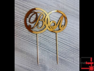 Инициалы топпер на торт из зеркального пластика