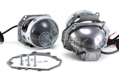 Комплект Biled Hella 3R Professional с рамками для замены штатных ксеноновых / галогенных линз автомобиля Mitsubishi Pajero 4 (2006 - 2014) на светодиодные