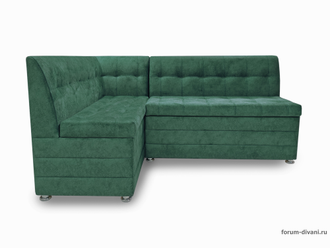 Кухонный Угловой диван "ФОРУМ-5МН" Стандартный велюр Зеленый, левый