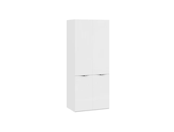 Спальня ГЛОСС - Шкаф для одежды Белый глянец/Стекло