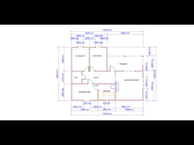 Б-26 ГАБАРИТНЫЕ РАЗМЕРЫ: (9Х12М) 1 ЭТАЖ, ОБЩАЯ ПЛОЩАДЬ: 99М²