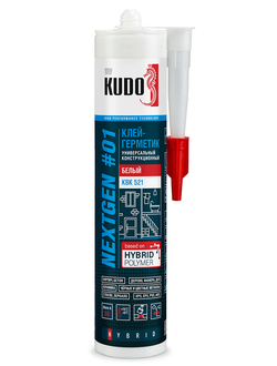 Клей-герметик универсальный на основе гибридных полимеров, белый КВК-521, 310 мл. КУДО