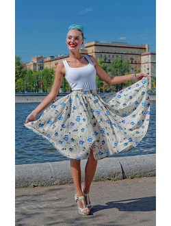 Юбка-солнце "Синие розы"