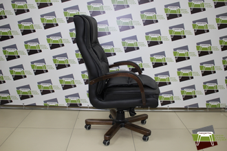 Кресло Бостон, кожа черная/кож.зам черный