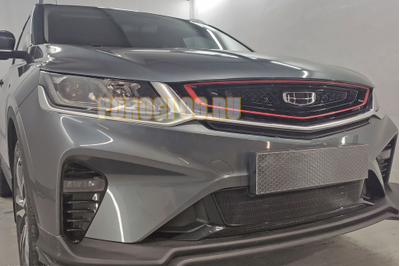Защита радиатора Geely Coolray 2019- black низ (2 части)