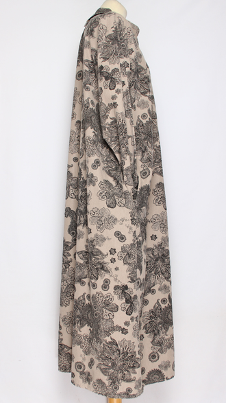 Платье Бохо вельветовое "СТОЙКА ЗАЩИП ЦВЕТЫ" бежевое  до р.52