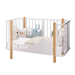 Кровать деревянная детская ОЛИВИЯ белая/бук разборная