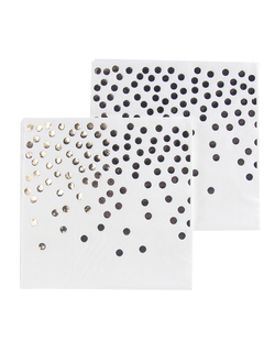 Салфетки, Серебристые конфетти, Белый/Серебро, Металлик, 33*33 см, 12 шт.
