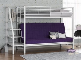 Двухъярусная кровать-диван Мадлен -3 с лестницей со ступеньками (цвета в ассортименте)